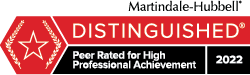 Martindale-Hubbell Distinguished , peer rated for high professional achievement 2022